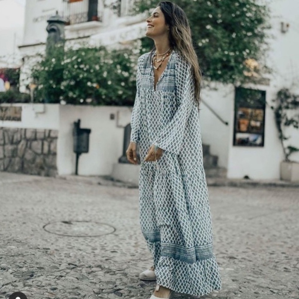 Zara Blue and White Maxi Dress